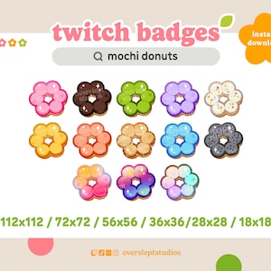 13 Kawaii Mochi Donuts Badges for Twitch and Discord, Mochi Donuts Twitch Badges, Mochi Badges, Donut Badges, Sub Bit Badges, Twitch Badges