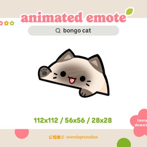 ANIMATED Siamese Bongo Cat Emote for Twitch and Discord, Siamese Cat Emotes, Animated Twitch Emotes, Cat Emotes, Cat Twitch Emotes