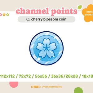 Cherry Blossom Coin Channel Point Icon/Emote for Twitch and Discord, Twitch Emote, Sakura, Twitch Channel Points, Badges