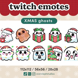 10 pakietów emotikonów Twitch Discord z motywem ducha Bożego Narodzenia | Okres Bożego Narodzenia | Prezent | Gry | Streaming | Prezenty | Emotki XMAS | Piernik