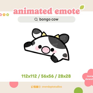 ANIMATED Bongo Cow Emote for Twitch and Discord, Bongo Cat Emote, Animated Twitch Emotes, Cow Emotes, Cow Twitch Emotes, Streamer