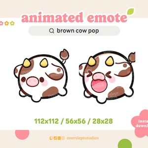 ANIMATED Brown Cow Pop Emote for Twitch and Discord, Pop Emote, Animated Twitch Emote, Cow Emotes, Cow Twitch Emotes, Brown Cow, Streamer