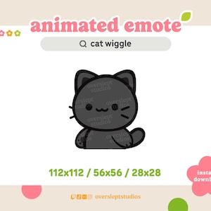 ANIMATED Black Cat Wiggle Emote for Twitch and Discord, Black Cat Emote, Wiggle Emote, Animated Twitch Emote, Cat Emotes, Cat Twitch Emotes