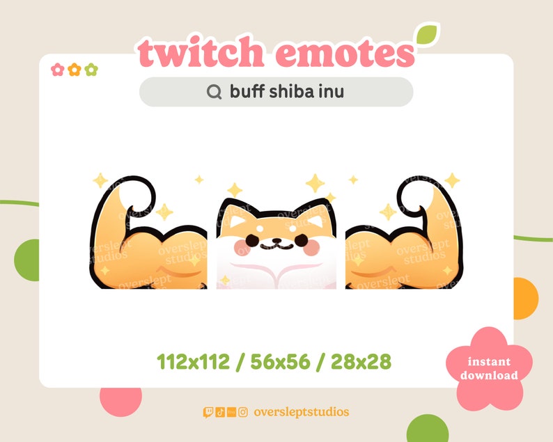 Buff Shiba Inu Emote Pack for Twitch and Discord, Shiba Inu Twitch ...
