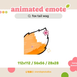 ANIMATED Fox Tail Wag Emote for Twitch and Discord, Tail Emote, Animated Twitch Emote, Fox Emotes, Fox Twitch Emotes, Wolf Emotes