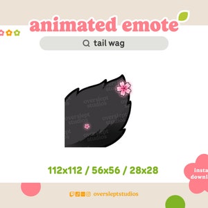 ANIMATED Black Tail Wag Emote for Twitch and Discord, Tail Emote, Animated Twitch Emote, Fox Emotes, Fox Twitch Emotes, Wolf Emotes
