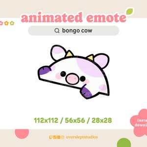 ANIMATED Purple Bongo Cow Emote for Twitch and Discord, Purple Cow, Animated Twitch Emotes, Cow Emotes, Cow Twitch Emotes, Bongo Cat