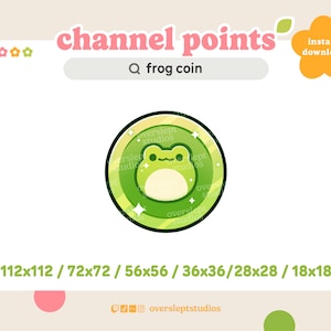 Frog Coin Channel Point Icon/Emote for Twitch and Discord, Twitch Emote, Frog Twitch Emotes, Twitch Channel Points, Frog Badges