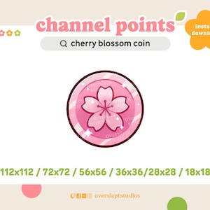Cherry Blossom Coin Channel Point Icon/Emote for Twitch and Discord, Twitch Emote, Sakura, Twitch Channel Points, Badges