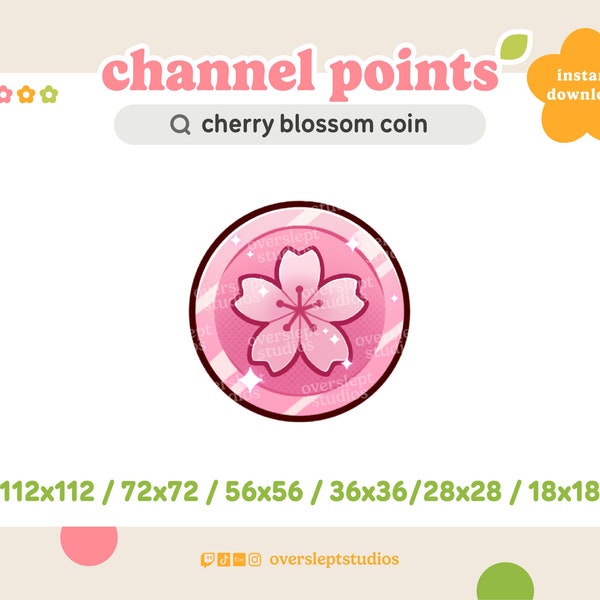 Icône/emote de point de canal de pièce de monnaie de fleur de cerisier pour Twitch et Discord, emote Twitch, Sakura, points de canal Twitch, badges