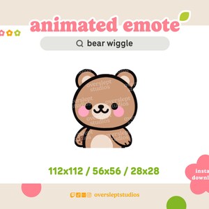 ANIMATED Bear Wiggle Emote for Twitch and Discord, Bear Emote, Wiggle Emote, Animated Twitch Emote, Brown Bear Emotes, Bear Twitch Emotes