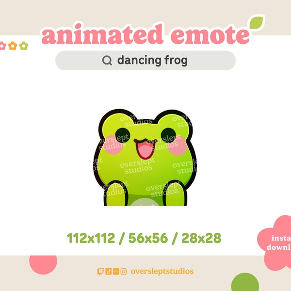 ANIMATED Dancing Frog Emote for Twitch and Discord, Rave, Dance Emote, Animated Twitch Emote, Frog Emotes, Frog Twitch Emotes, Hype