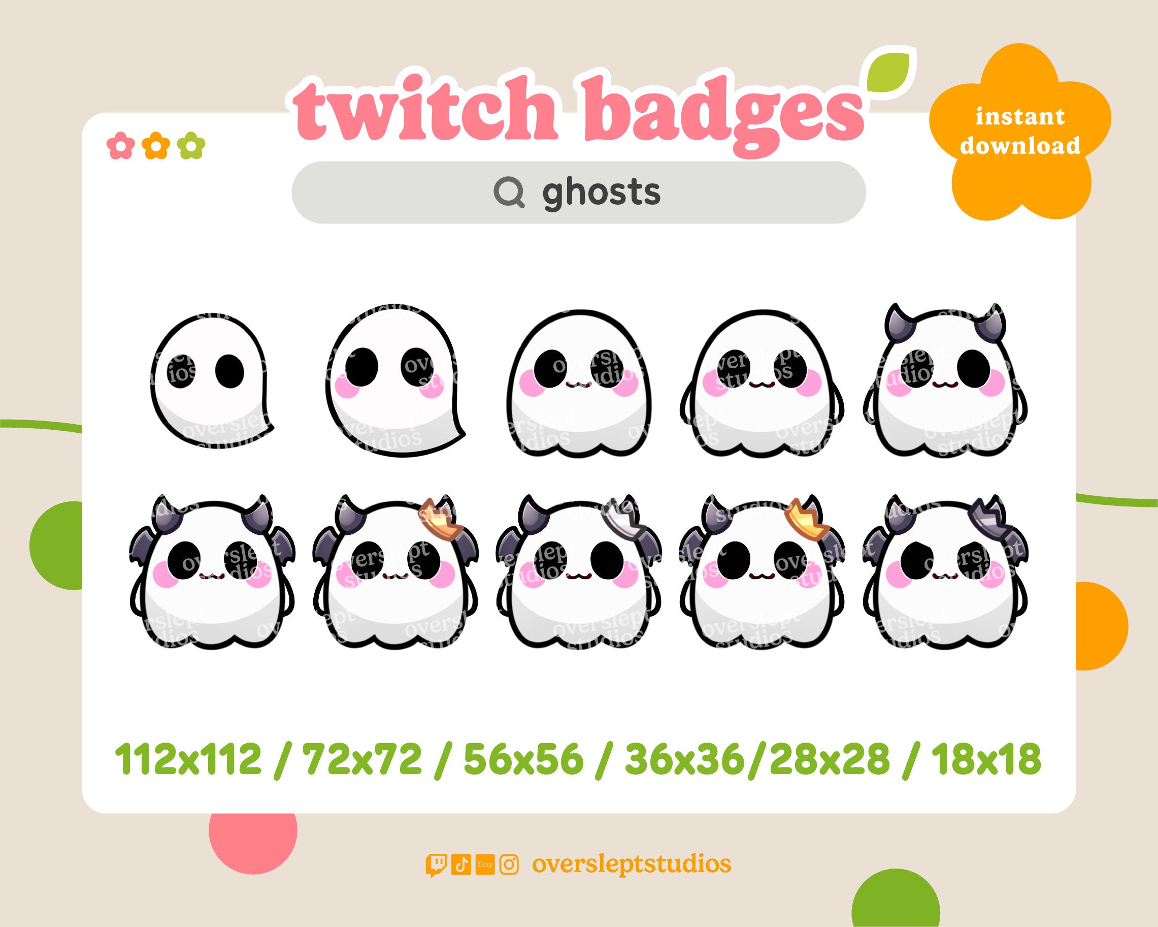 10 Ghost Badges for Twitch and Discord, Spooky Twitch Badges, Ghost ...