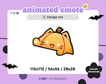 ANIMATED Pumpkin Cat Emote for Twitch and Discord, Dance Emote, Animated Twitch Emote, Pumpkin Emotes, Halloween Twitch Emotes, Bongo Cat