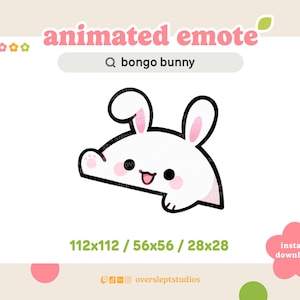ANIMATED White Bongo Bunny Emote for Twitch and Discord, Rabbit, Animated Twitch Emotes, Bunny Emotes, Bunny Twitch Emotes, Bongo Cat
