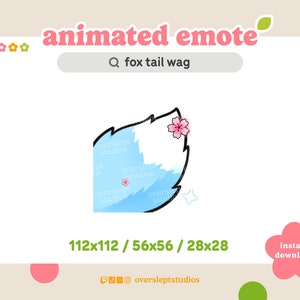 ANIMATED Blue Fox Tail Wag Emote for Twitch and Discord, Tail Emote, Animated Twitch Emote, Fox Emotes, Fox Twitch Emotes, Wolf Emotes