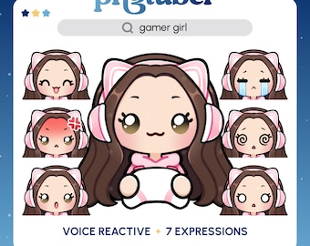 Gamer Girl PNGTuber | Brown Hair Hazel Eyes | Premade PNGTuber | Streaming Avatar | Vtuber Assets | Voice Reactive | Ready To Use