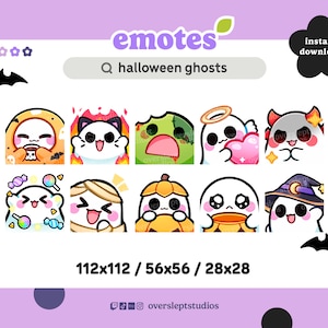 10 Halloween Ghost Emotes Pack for Twitch and Discord, Spooky Twitch Emotes, Halloween Emotes, Ghost Twitch Emotes, Scary Emotes