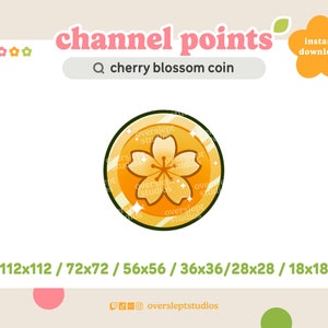 Cherry Blossom Coin Channel Point Icon/Emote for Twitch and Discord, Twitch Emote, Sakura, Twitch Channel Points, Badges
