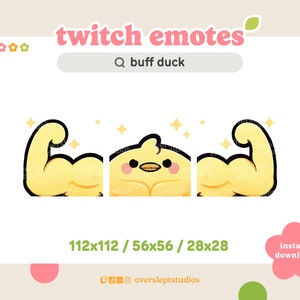 Buff Duck Emote Pack for Twitch and Discord, Duck Twitch Emotes, Strong Emote, Duck Emotes, White Duck, Duck Twitch Emotes