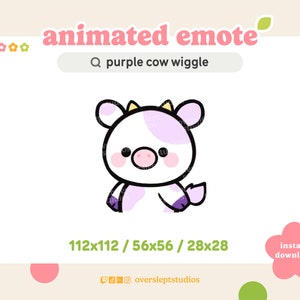 ANIMATED Purple Cow Wiggle Emote for Twitch and Discord, Purple Cow Emote, Wiggle Emote, Animated Twitch Emotes, Cow Twitch Emotes, Streamer