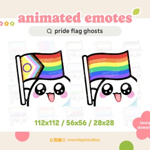 ANIMATED Pride Flag Emotes for Twitch and Discord, Ghost Emotes, Animated Twitch Emotes, Pride Emotes, Ghost Twitch Emotes, Rainbow Emotes