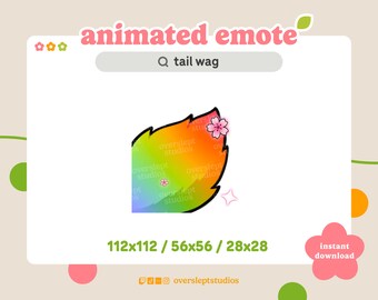 Emote ANIMATA Scodinzola coda arcobaleno per Twitch e Discord, Emote coda, Emote Twitch animata, Emote Fox, Emote Twitch Fox, Emote Lupo