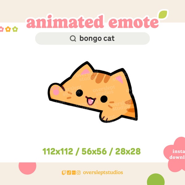 ANIMATED Orange Bongo Cat Emote for Twitch and Discord, Orange Cat Emotes, Animated Twitch Emotes, Cat Emotes, Cat Twitch Emotes, Streamer