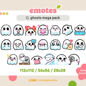20 Cute Ghost Emotes Pack for Twitch and Discord, Spooky Twitch Emotes, Scary Emotes, Halloween Twitch Emotes, Ghost Twitch Emotes