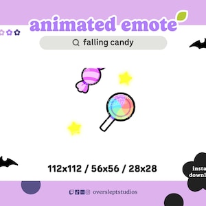 ANIMATED Falling Candy Emote for Twitch and Discord, Halloween Emote, Horror, Spooky Season, Stream, Candy Emotes, Halloween Candy Badges