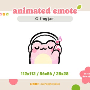 ANIMATED Frog Jam Emote for Twitch and Discord, Frog Emote, Music Emote, Animated Twitch Emote, Frog Emotes, Frog Twitch Emotes