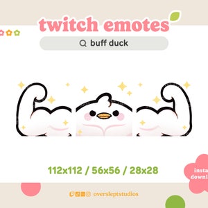 Buff Duck Emote Pack for Twitch and Discord, Duck Twitch Emotes, Strong Emote, Duck Emotes, White Duck, Duck Twitch Emotes