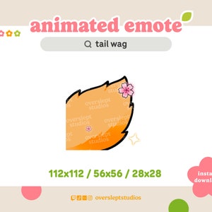 ANIMATED Orange Tail Wag Emote for Twitch and Discord, Tail Emote, Animated Twitch Emote, Fox Emotes, Fox Twitch Emotes, Wolf Emotes