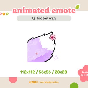 ANIMATED Purple Fox Tail Wag Emote for Twitch and Discord, Tail Emote, Animated Twitch Emote, Fox Emotes, Fox Twitch Emotes, Wolf Emotes