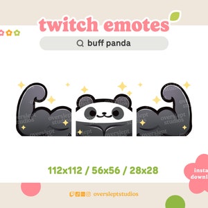 Buff Panda Bear Emote Pack para Twitch y Discord, Panda Twitch Emotes, Strong Emote, Bear Emotes