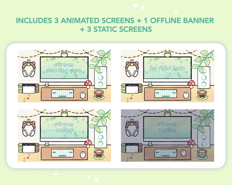 ANIMATED Twitch Overlay, Cozy Desk, Twitch Screens, Twitch Scenes, Cozy ...