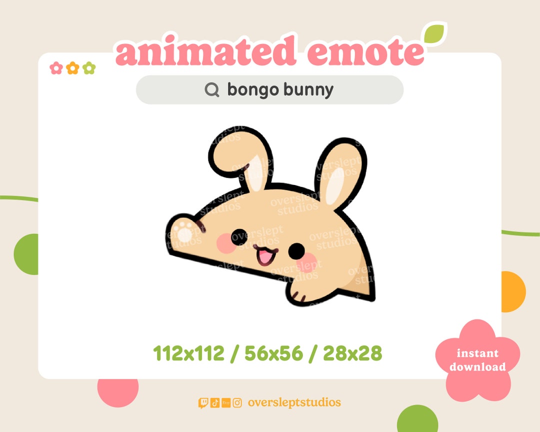 ANIMATED Brown Bongo Bunny Emote for Twitch and Discord, Rabbit ...
