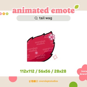 ANIMATED Red Tail Wag Emote for Twitch and Discord, Tail Emote, Animated Twitch Emote, Fox Emotes, Fox Twitch Emotes, Wolf Emotes