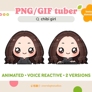 Cute Chibi Girl GIFtuber, PNGtuber pour Twitch, Discord Reactive, Youtube Streamers, Premade PNGtuber, Prêt à l'emploi, Voice Reactive
