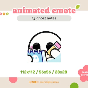 GEANIMEERDE Ghost Notes Emote voor Twitch en Discord, Ghost Emote, Notities maken Emote, Geanimeerde Twitch Emote, Ghost Emotes, Ghost Twitch Emotes
