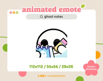 ANIMATED Ghost Notes Emote for Twitch and Discord, Ghost Emote, Taking Notes Emote, Animated Twitch Emote, Ghost Emotes, Ghost Twitch Emotes
