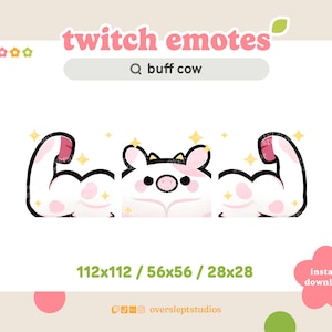 Buff Cow Emote Pack for Twitch and Discord, Cow Twitch Emotes, Strong Emote, Buff Emotes, Cow Twitch Emotes, Strawberry Cow, Stream