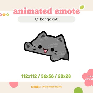 ANIMATED Gray Bongo Cat Emote for Twitch and Discord, Gray Cat Emotes, Animated Twitch Emotes, Cat Emotes, Cat Twitch Emotes, Streamer