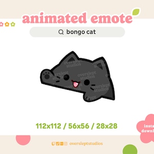 ANIMADO Black Bongo Cat Emote para Twitch y Discord, Bongo Cat Emote, Emotes animados de Twitch, Black Cat Emotes, Cat Twitch Emotes