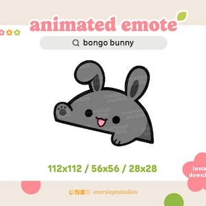 ANIMATED Gray Bongo Bunny Emote for Twitch and Discord, Rabbit, Animated Twitch Emotes, Bunny Emotes, Bunny Twitch Emotes, Bongo Cat
