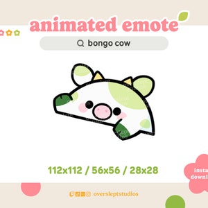 ANIMATED Green Bongo Cow Emote for Twitch and Discord, Green Cow, Animated Twitch Emotes, Cow Emotes, Cow Twitch Emotes, Bongo Cat
