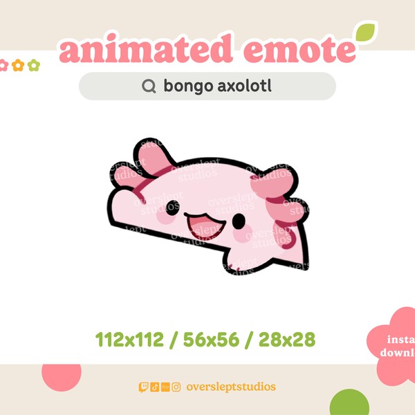 ANIMATED Bongo Axolotl Emote for Twitch and Discord, Axolotl, Animated Twitch Emotes, Axolotl Emotes, Axolotl Twitch Emotes, Bongo Cat