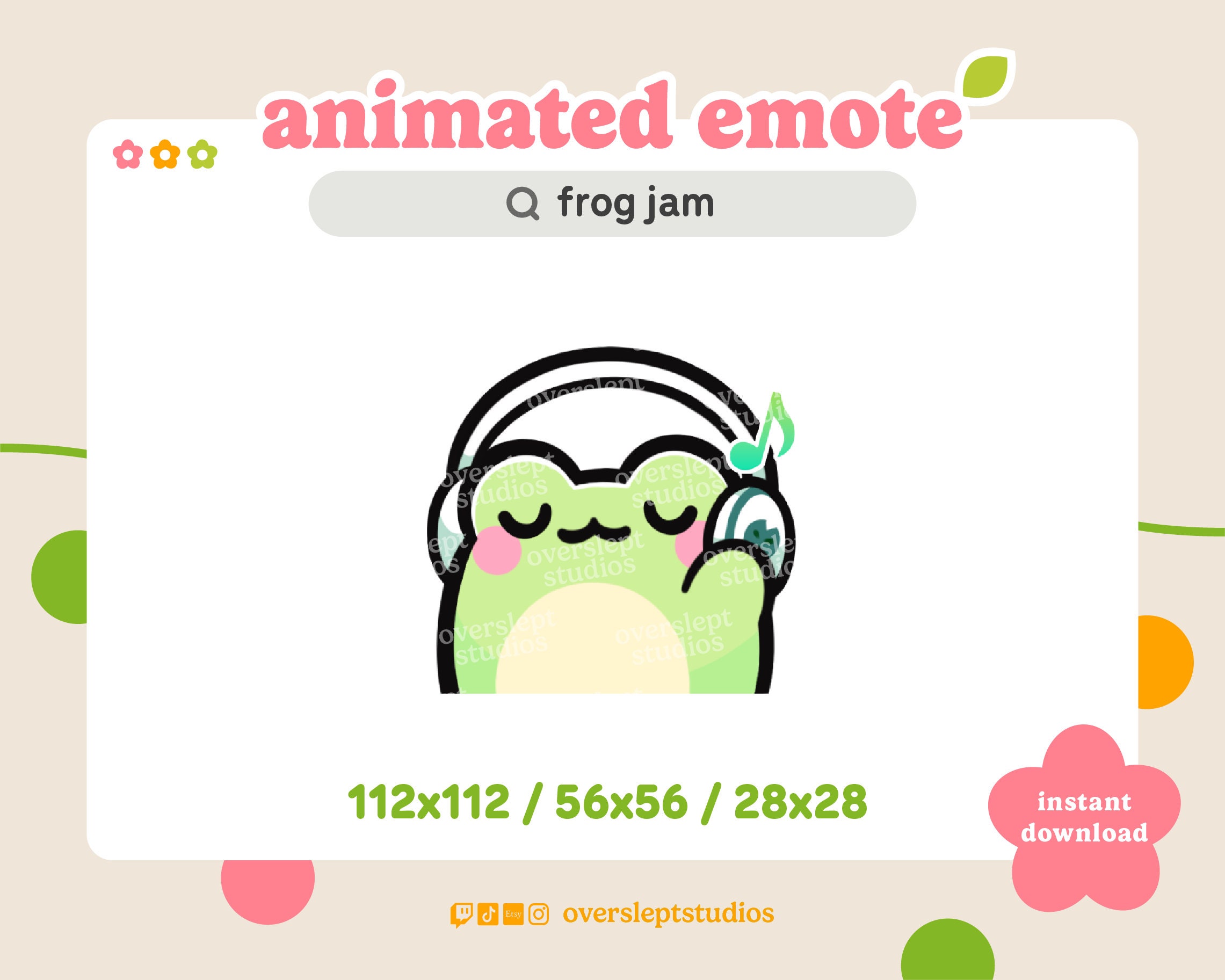 ANIMATED Frog Jam Emote for Twitch and Discord, Frog Emote, Music Emote, Animated Twitch Emote, Frog Emotes, Frog Twitch Emotes