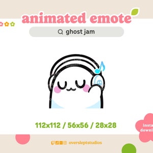 GEANIMEERDE Ghost Jam Emote voor Twitch en Discord, Ghost Emote, Muziek Emote, Geanimeerde Twitch Emote, Ghost Emotes, Ghost Twitch Emotes
