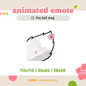 ANIMATED Silver Fox Tail Wag Emote for Twitch and Discord, Tail Emote, Animated Twitch Emote, Fox Emotes, Fox Twitch Emotes, Wolf Emotes